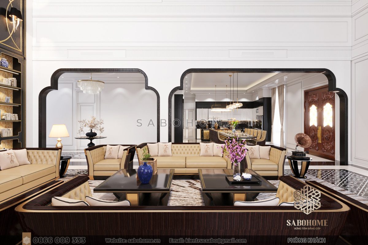 Choáng ngợp mẫu thiết kế nội thất khách bếp phong cách indochine mới nhất - SABOHOME