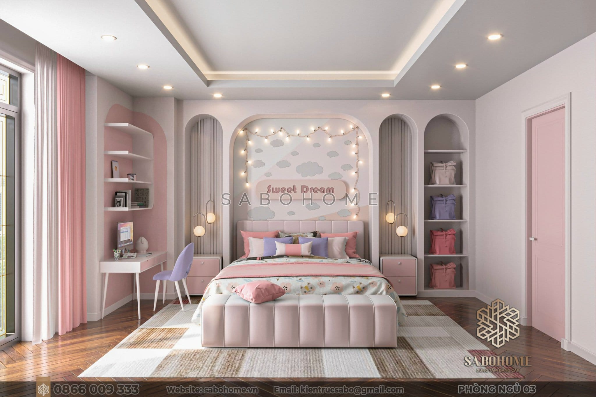 Phòng ngủ màu hồng: Nơi mọi giấc mơ của bé gái được nâng niu và chăm sóc